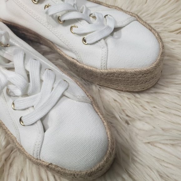 H&M women's white canvas platform espadrilles size 8 nwt - Picture 3 of 6